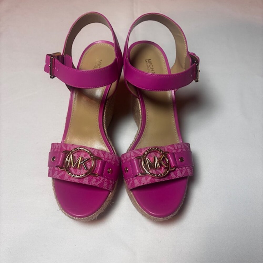 Michael Kors Pink Espadrille Wedge Sandals | Size 8.5 - Picture 3 of 8